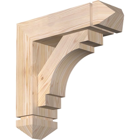 Merced Arts And Crafts Smooth Bracket W/ Offset Brace, Douglas Fir, 5 1/2W X 18D X 18H